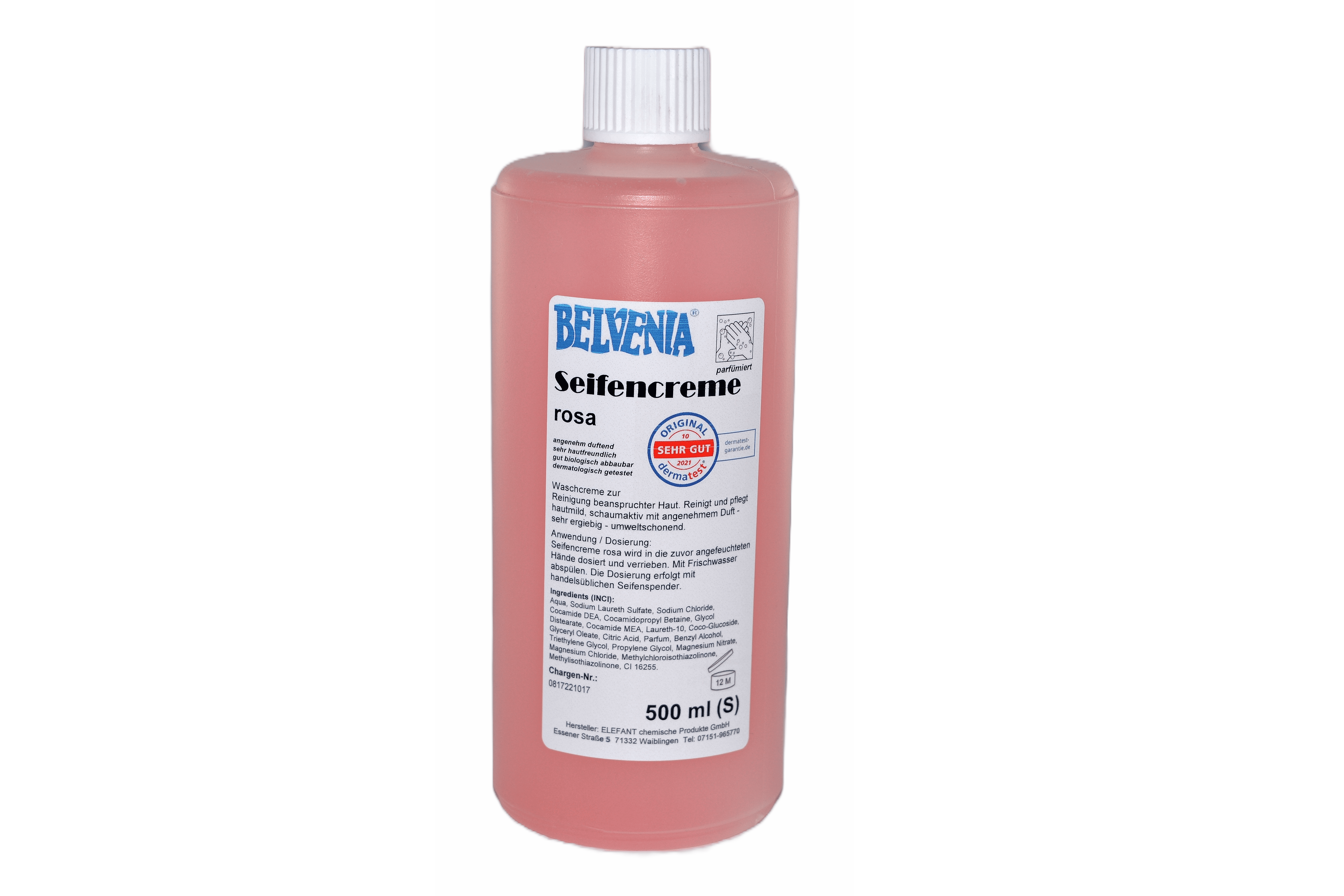 BELVENIA-Cremeseife rosa 500 ml Spenderflasche (S) Karton mit 12x500 ml