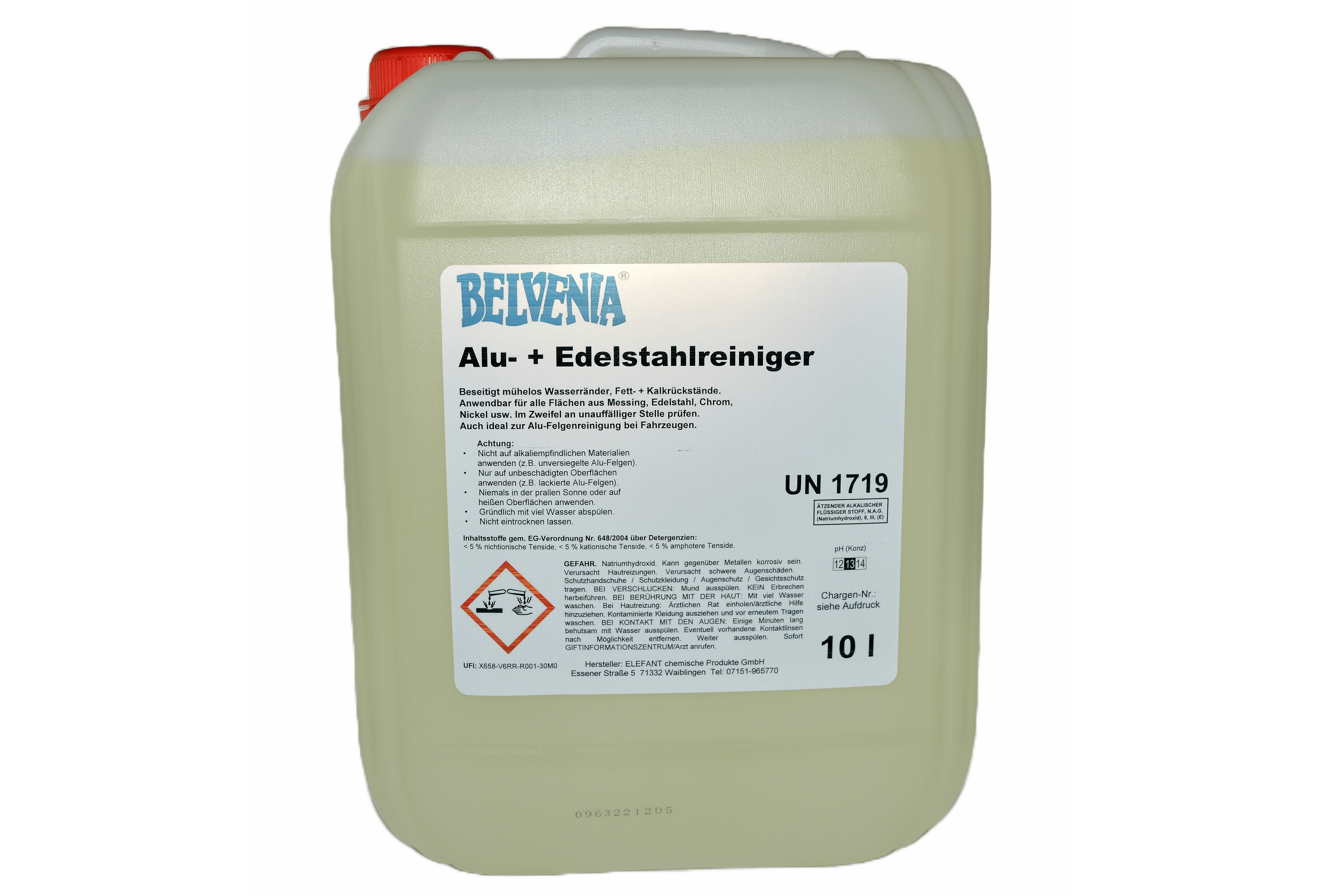 BELVENIA-Alu- und Edelstahlreiniger 10 Liter Kanister
